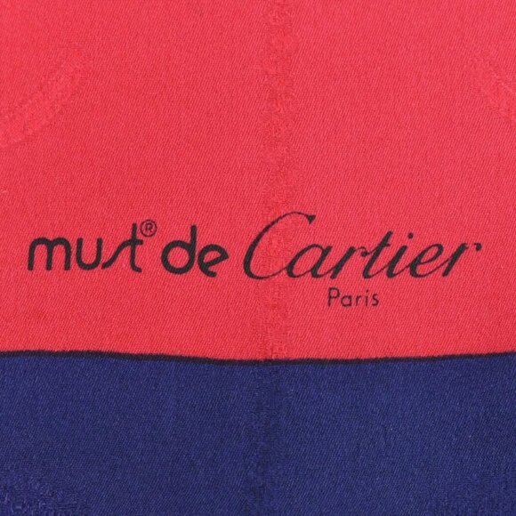 Cartier Jewelry Pattern 100% Silk Scarf Red Navy - Picture 5 of 15